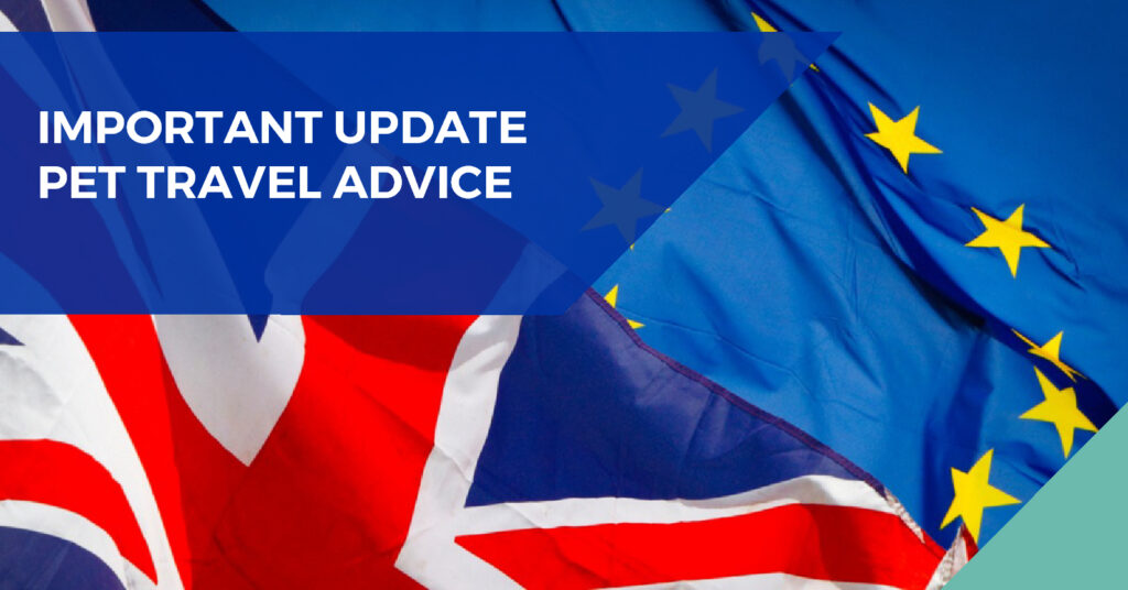 Important update pet travel advice banner