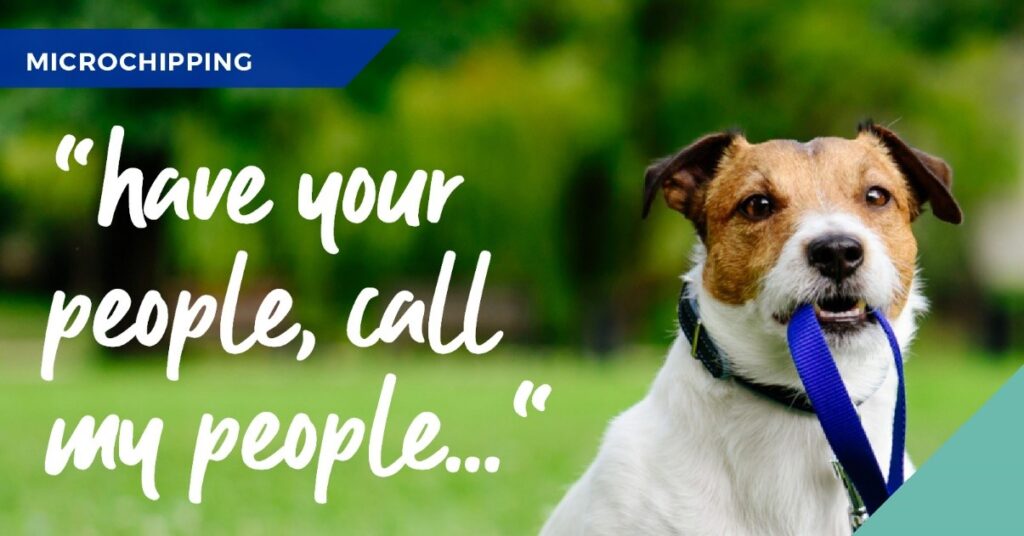 "have your people call my people" microchipping banner